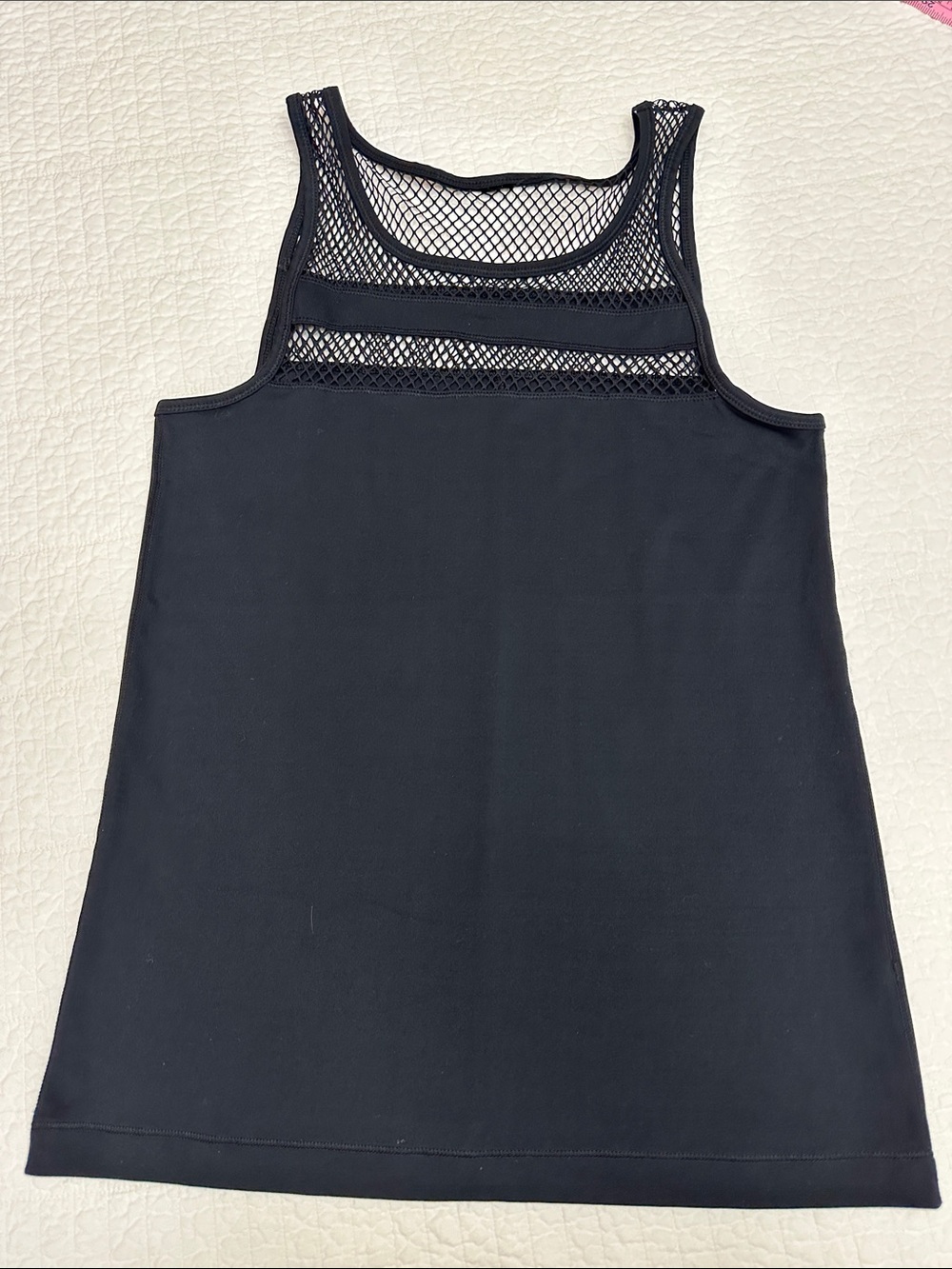 Yogalicious Lux Medium Mesh Women’s Black Mesh Yoke Tank Top
